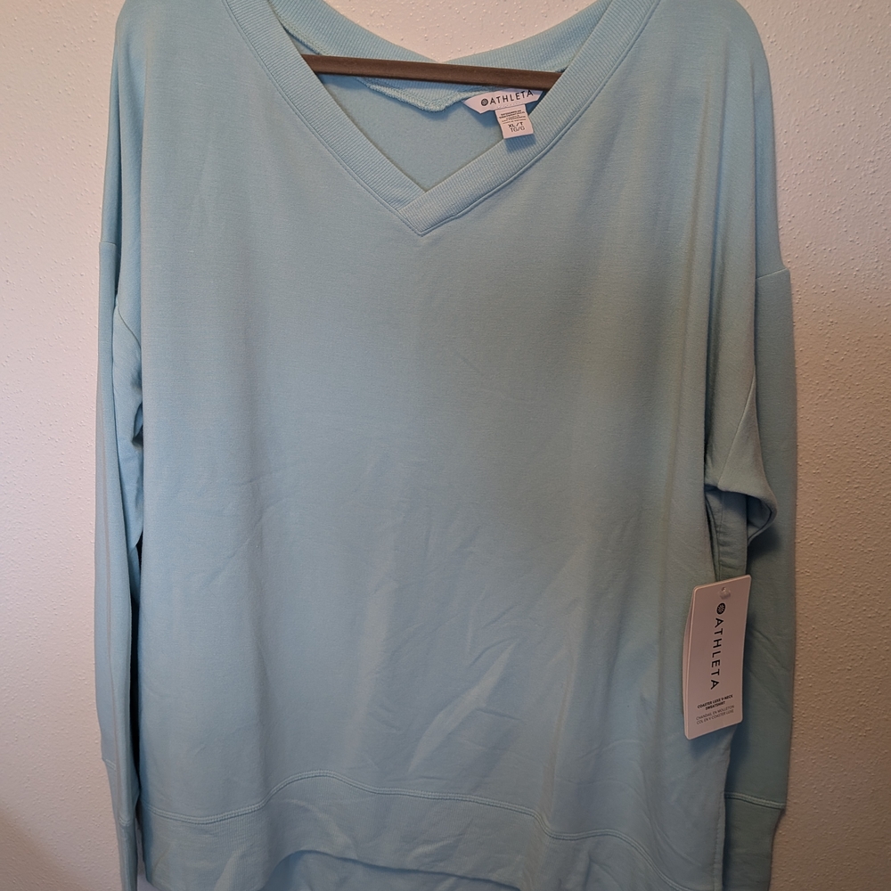 Athleta Sky Blue V-Neck Top